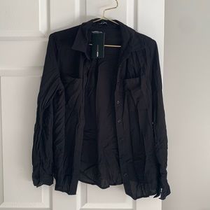 Black long sleeve button up shirt size L
